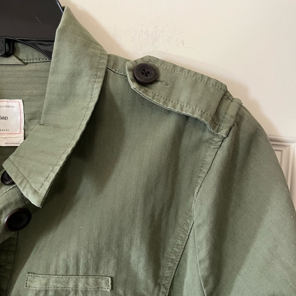 GAP Olive Green Cotton Women's Long Sleeve Jacket Size Medium - Picture 8 of 16